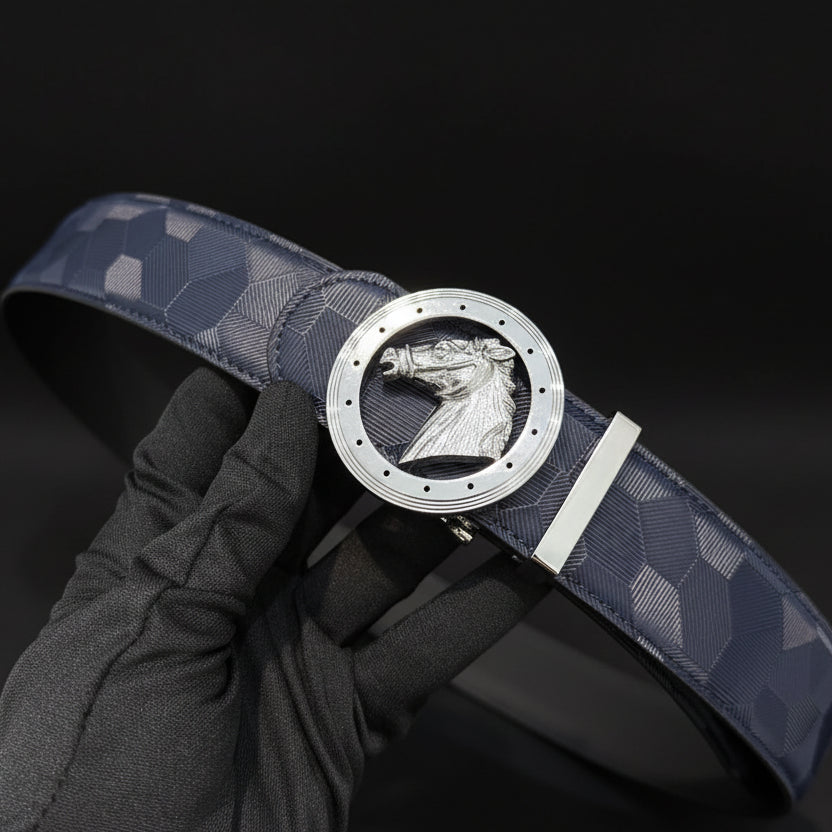 The Equestrian Sovereign: Handmade Embossed Cowhide Belt