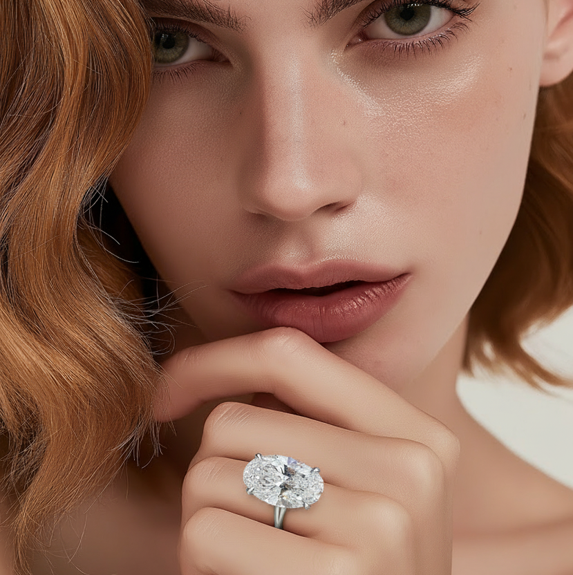 The Sovereign Solitaire: 10-Carat Oval IGI Certified Diamond Ring