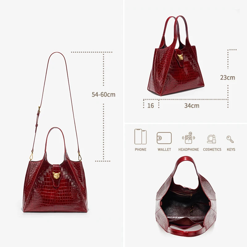 The Executive Crocodile: BAFELLI Large Capacity Genuine Leather Tote
