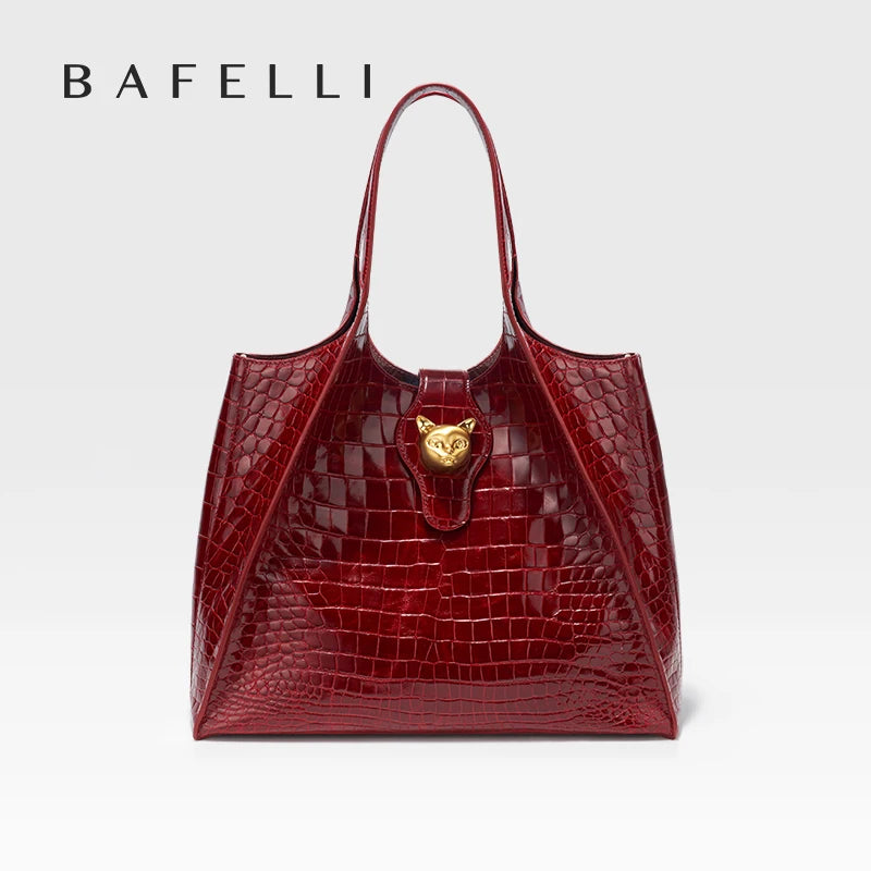 The Executive Crocodile: BAFELLI Large Capacity Genuine Leather Tote