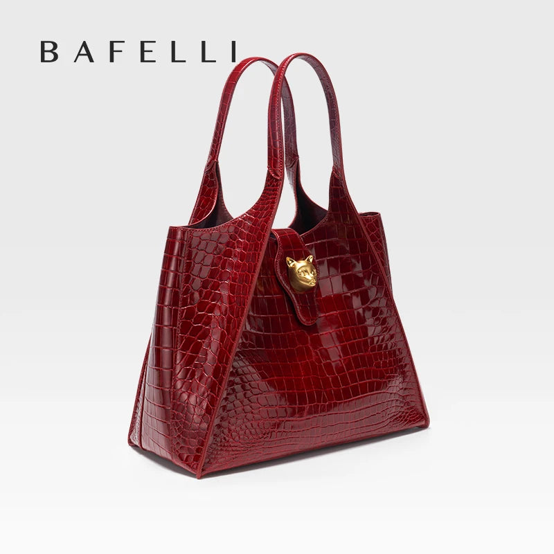 The Executive Crocodile: BAFELLI Large Capacity Genuine Leather Tote