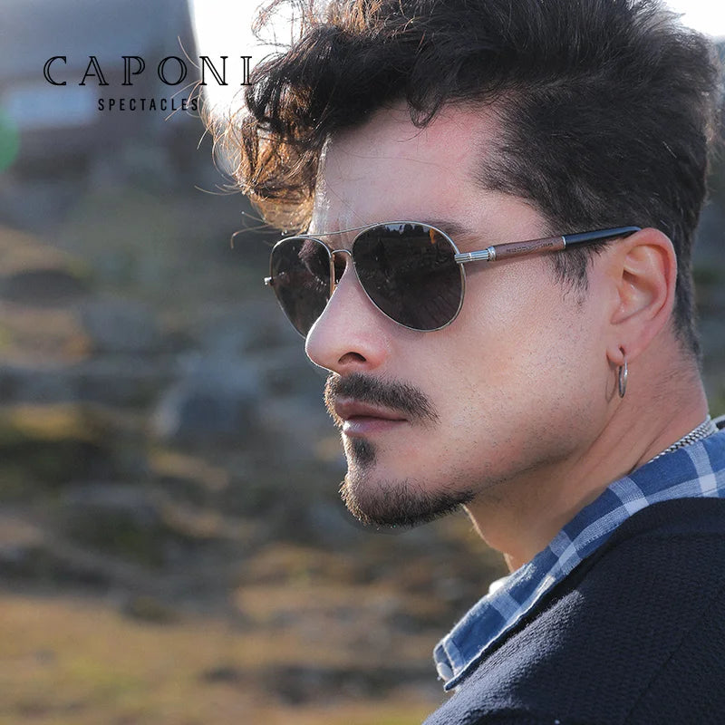 The Arboreal Pilot: CAPONI Polarized Wood-Accent Sunglasses