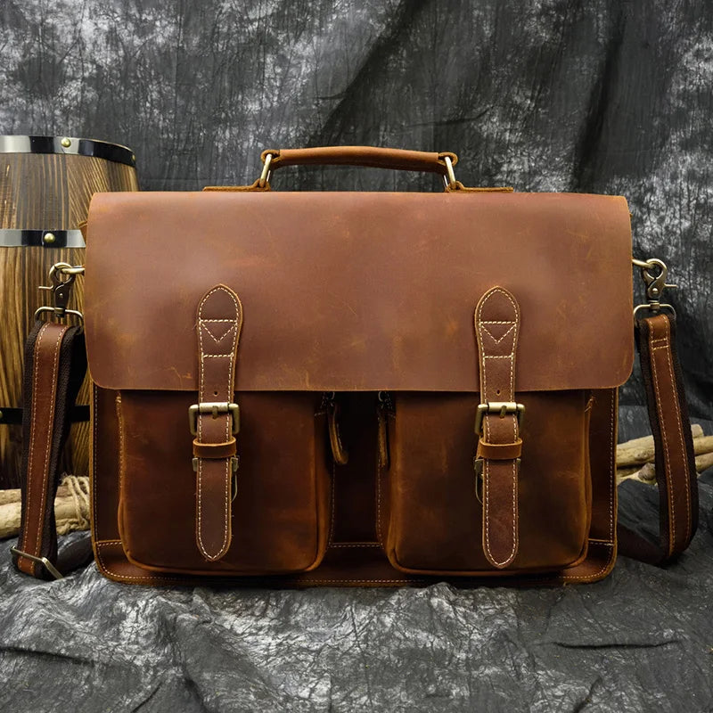 The Archive Master: Luufan Crazy Horse Leather Briefcase