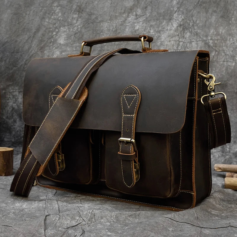 The Archive Master: Luufan Crazy Horse Leather Briefcase