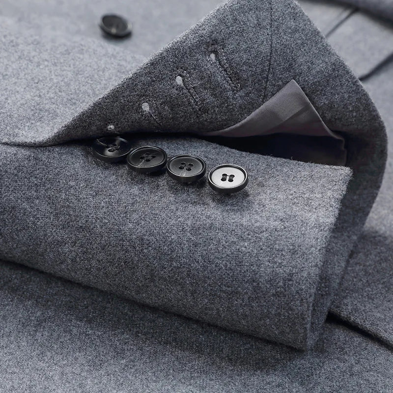 The Granite Sovereign: 100% Wool Double-Breasted Suit