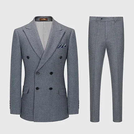 The Granite Sovereign: 100% Wool Double-Breasted Suit