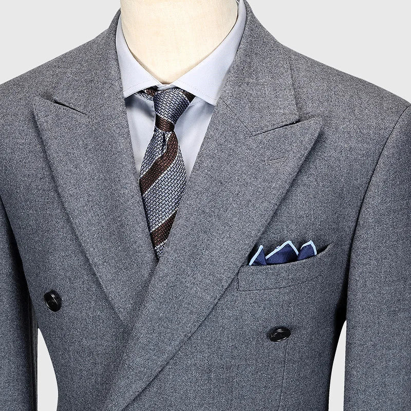 The Granite Sovereign: 100% Wool Double-Breasted Suit