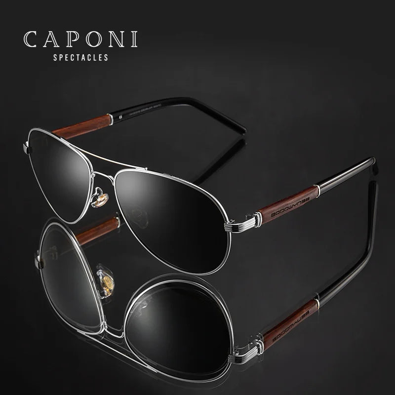 The Arboreal Pilot: CAPONI Polarized Wood-Accent Sunglasses