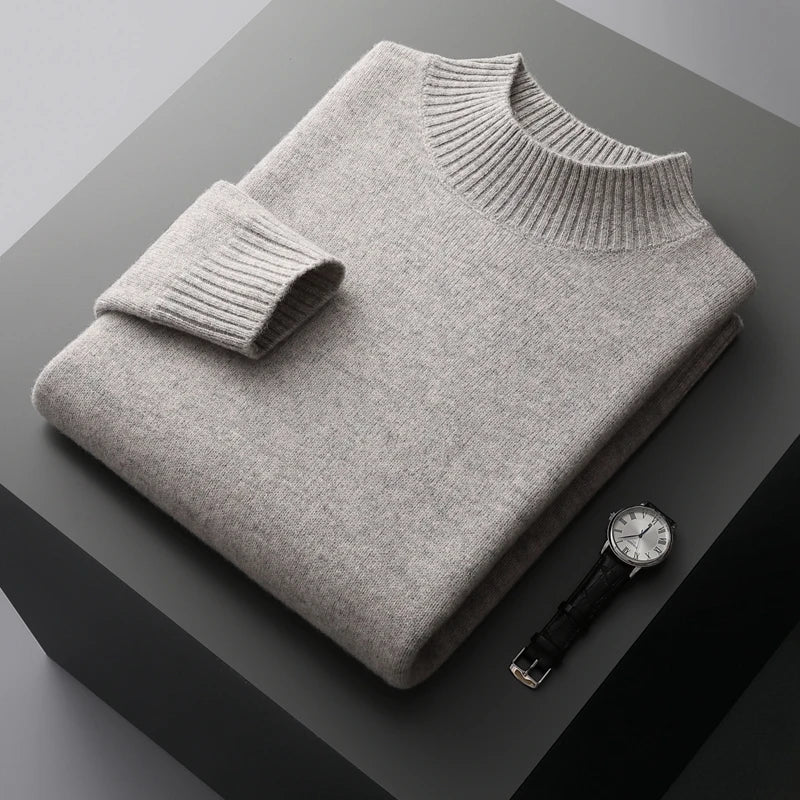 The Arctic Shield: Double-Thick Cashmere Mock Neck