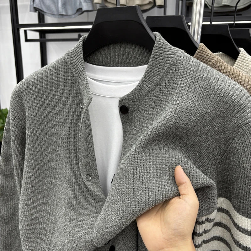 The Varsity Peak: Striped Baseball Cardigan