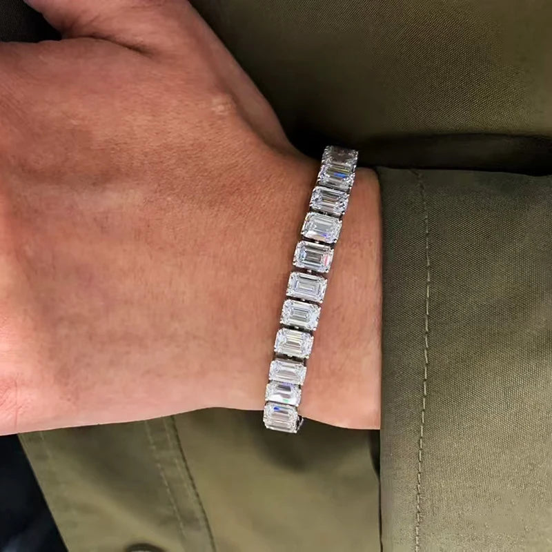 The Emerald Sovereign: 100% S925 Silver Moissanite Tennis Collection