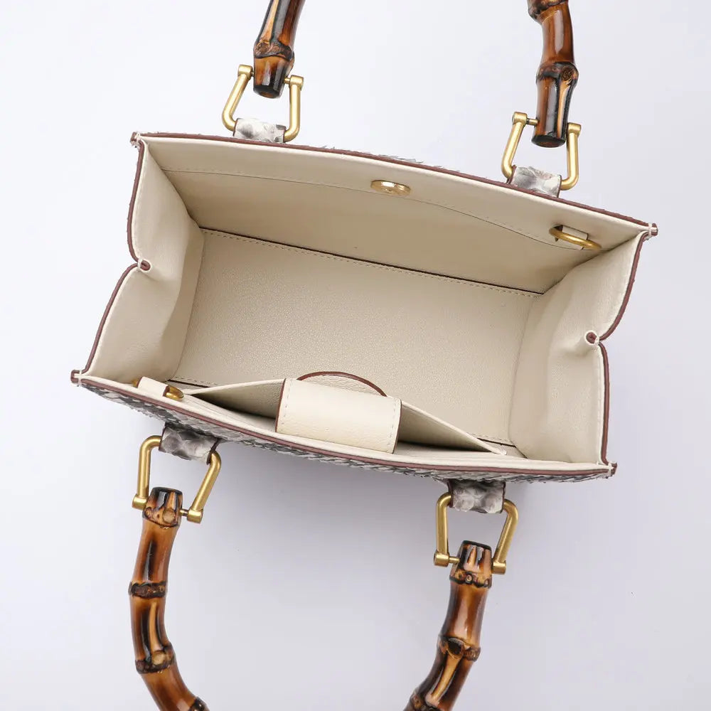 The Python Sovereign: Genuine Serpentine & Bamboo Executive Tote