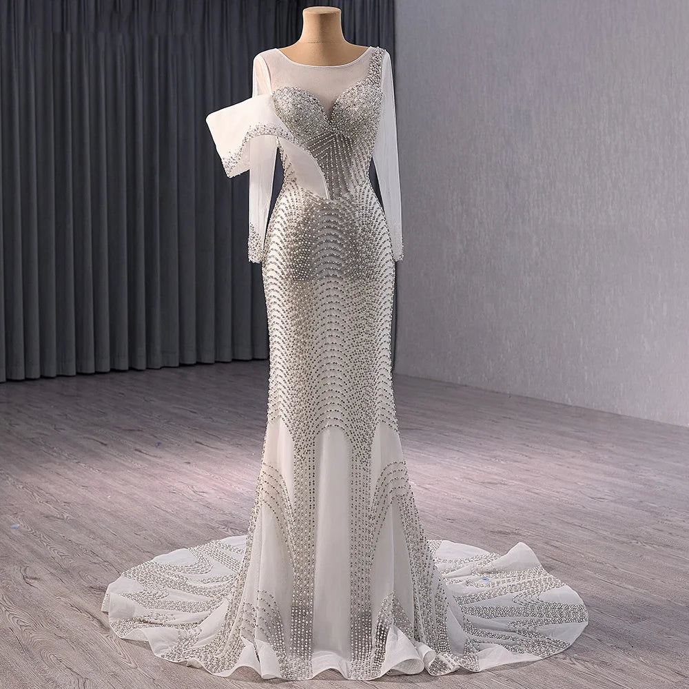 The Ethereal Mermaid: Hand-Beaded Organza Bridal Gown