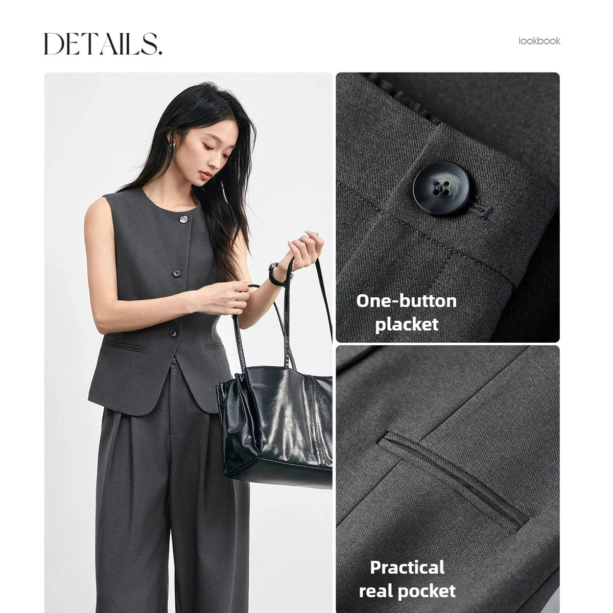 The Commuter Chic: Sentubila Overlap Vest & Wide-Leg Trouser Set