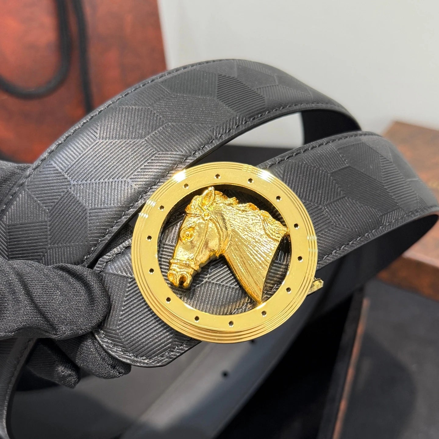 The Equestrian Sovereign: Handmade Embossed Cowhide Belt