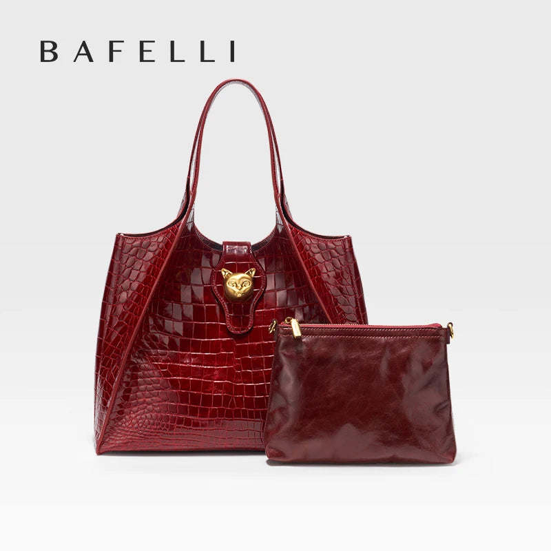 The Executive Crocodile: BAFELLI Large Capacity Genuine Leather Tote