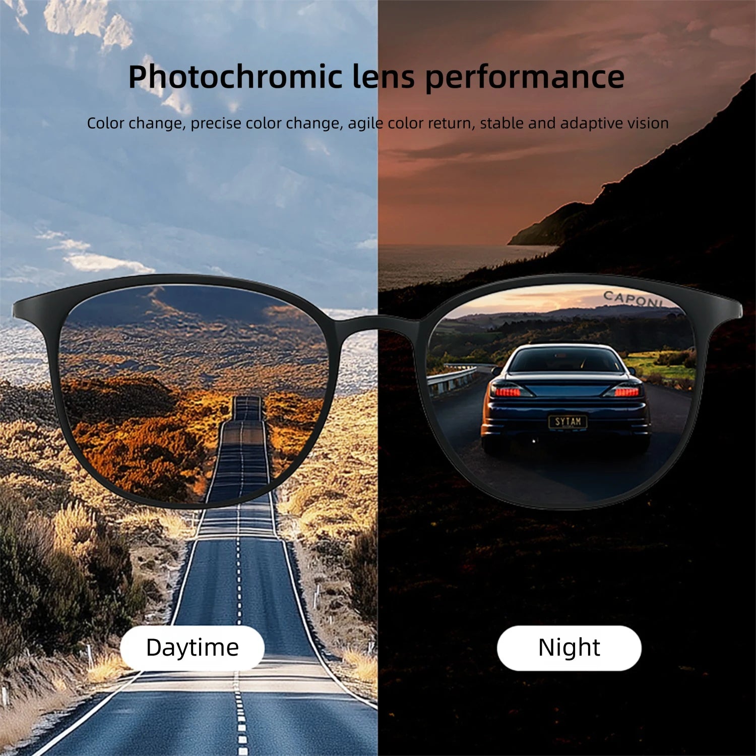 The Stealth Lite: CAPONI Photochromic Titanium Sunglasses