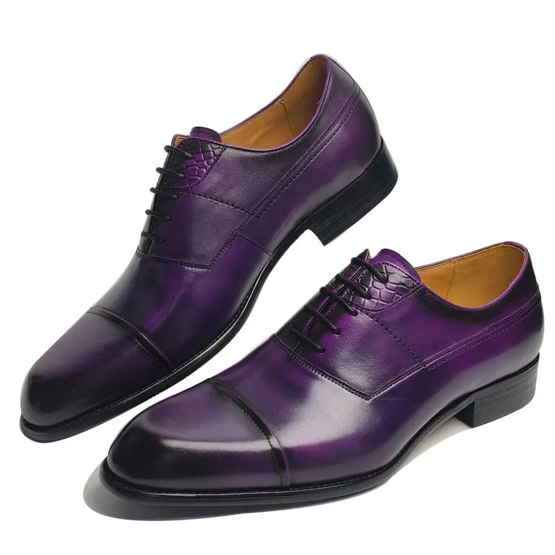 The Royal Violet: Elegant Purple Leather Oxfords