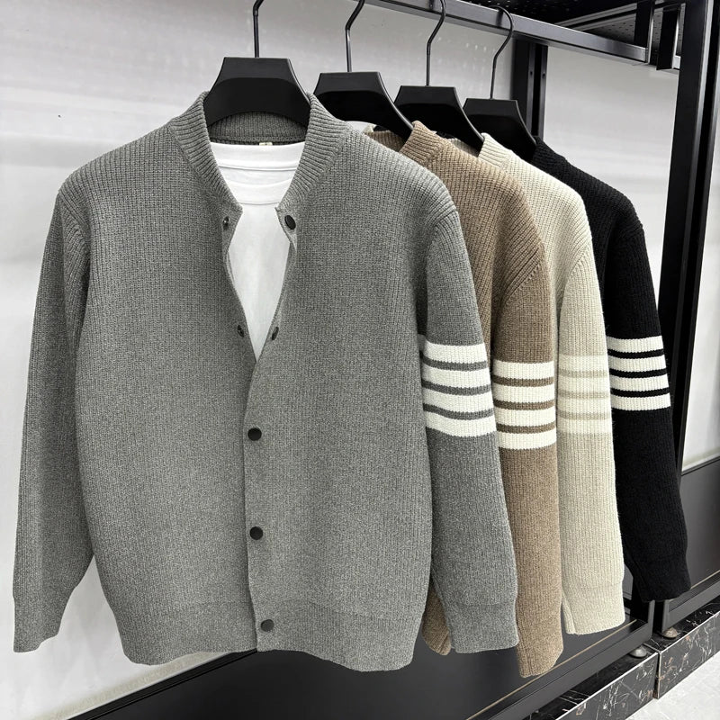 The Varsity Peak: Striped Baseball Cardigan