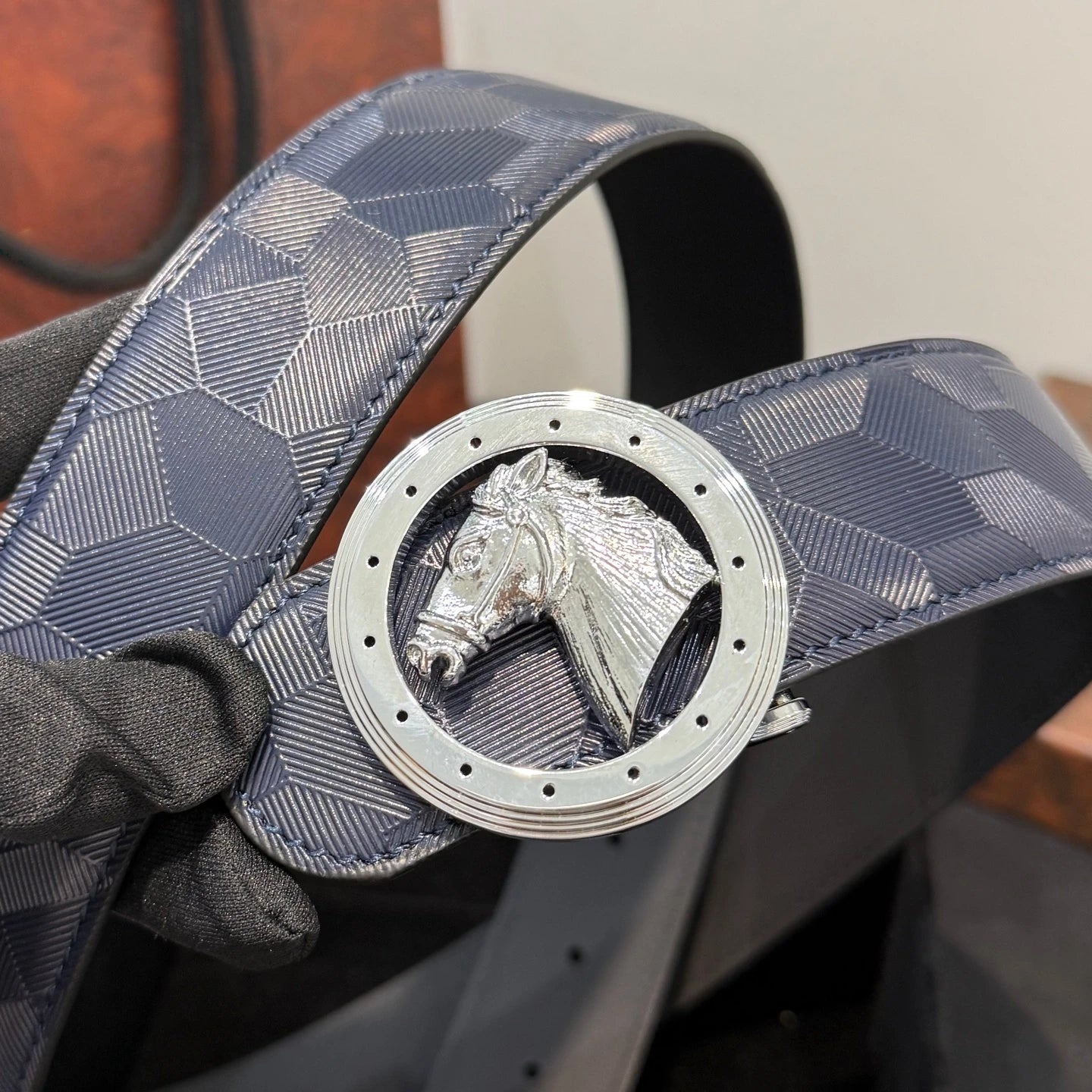 The Equestrian Sovereign: Handmade Embossed Cowhide Belt