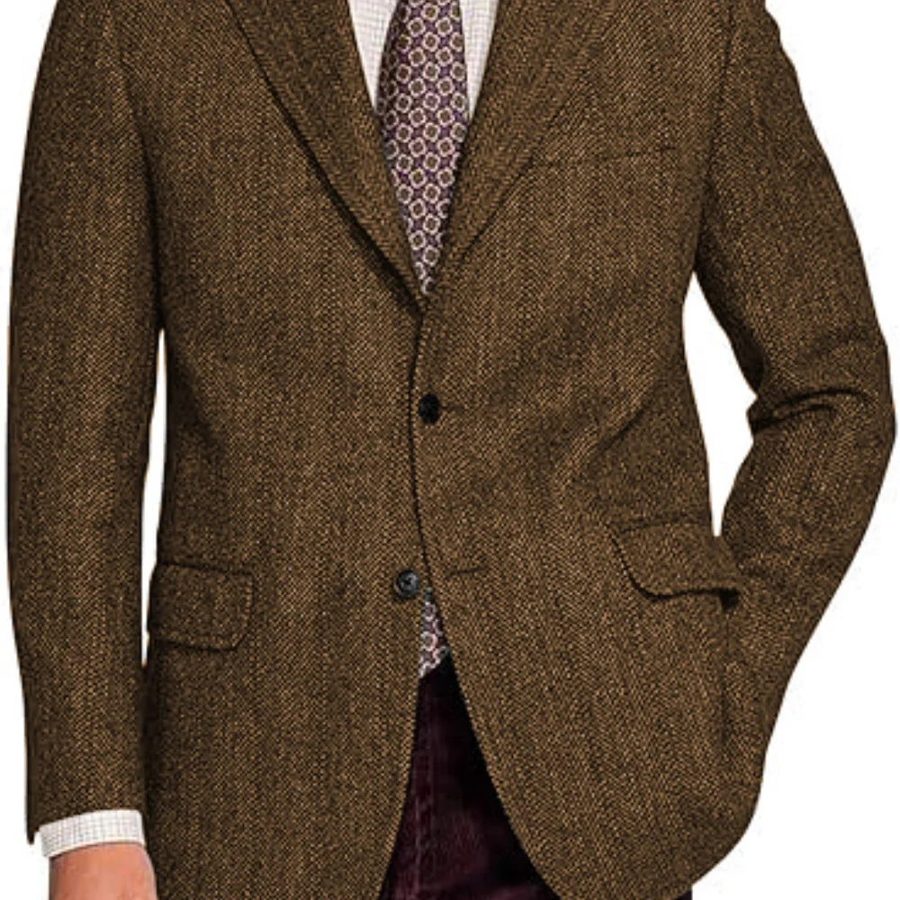 The Sterling Fishbone: Tailored Tweed Blazer Ensemble