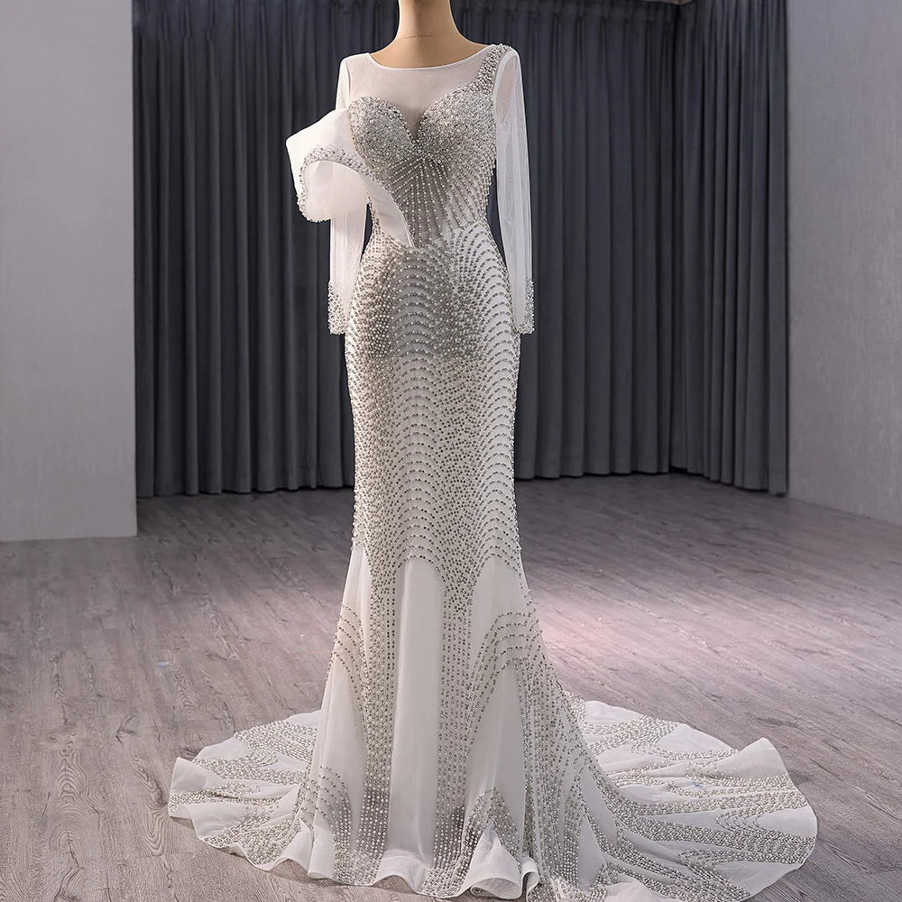 The Ethereal Mermaid: Hand-Beaded Organza Bridal Gown