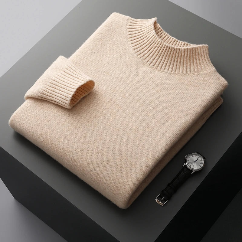 The Arctic Shield: Double-Thick Cashmere Mock Neck
