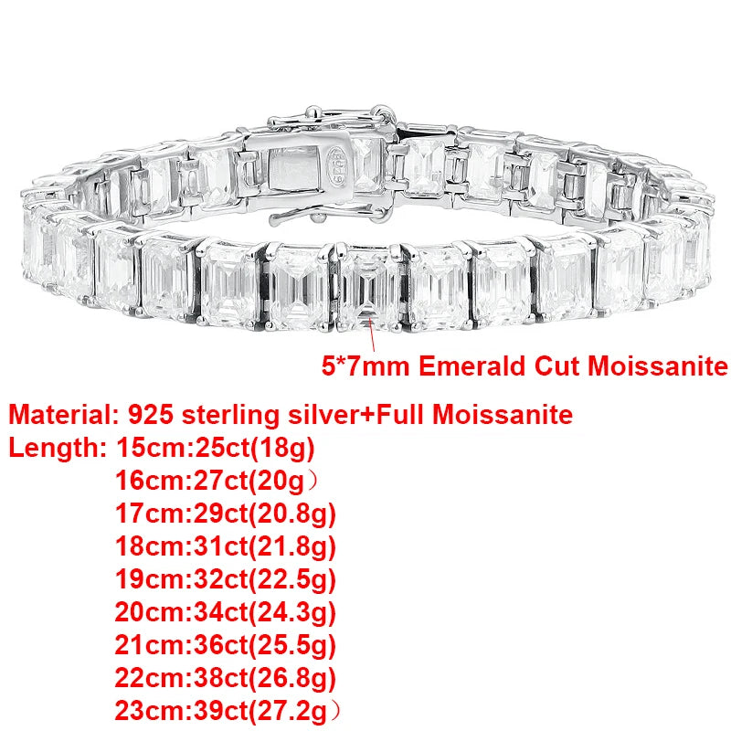 The Emerald Sovereign: 100% S925 Silver Moissanite Tennis Collection