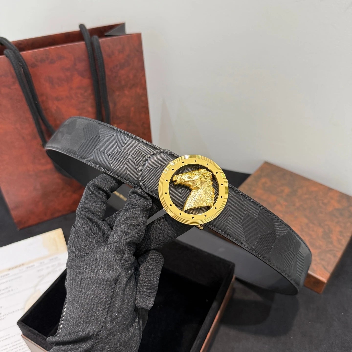 The Equestrian Sovereign: Handmade Embossed Cowhide Belt