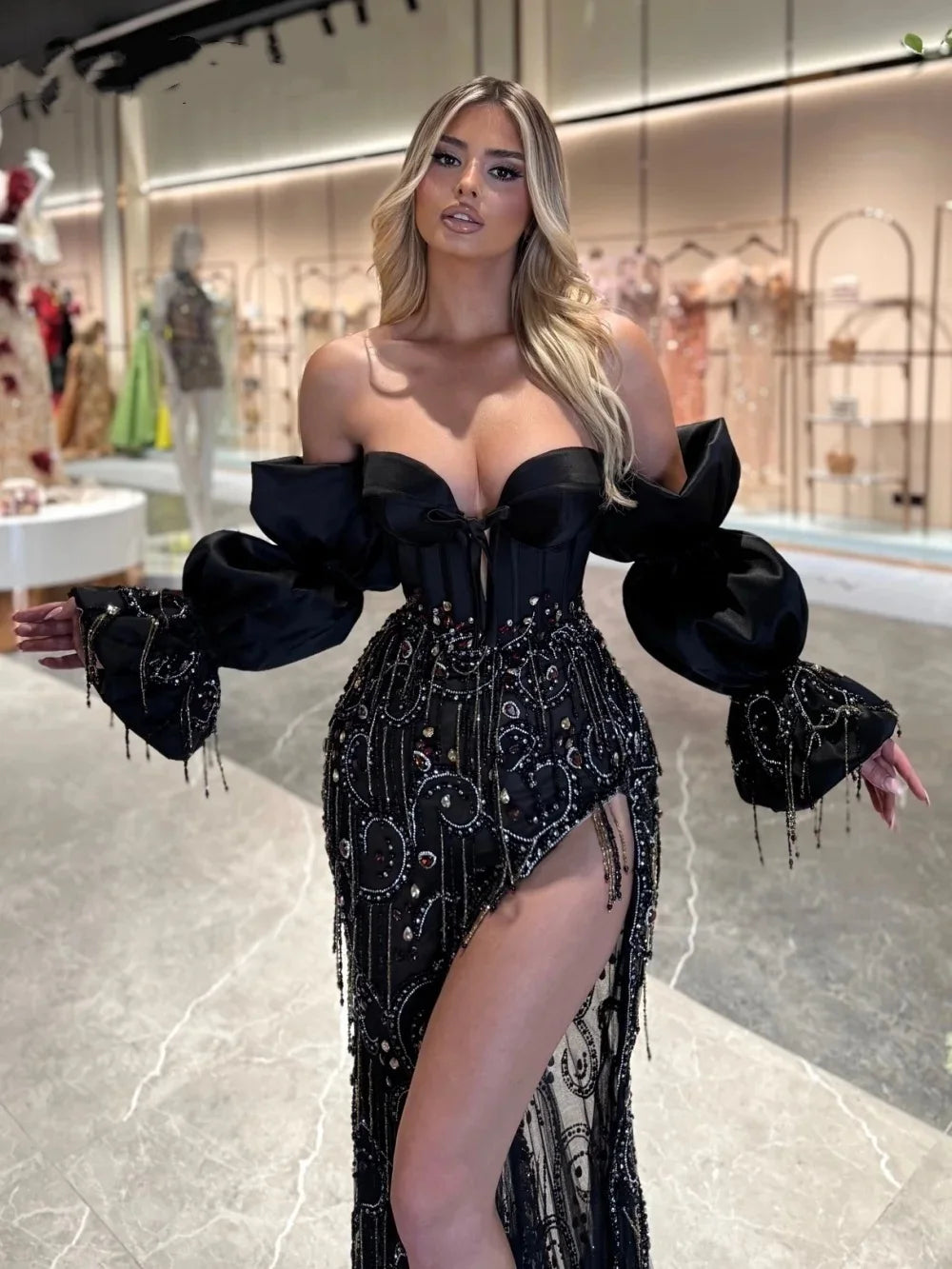 The Illusion Gala: Rhinestone Tassel Mermaid Gown