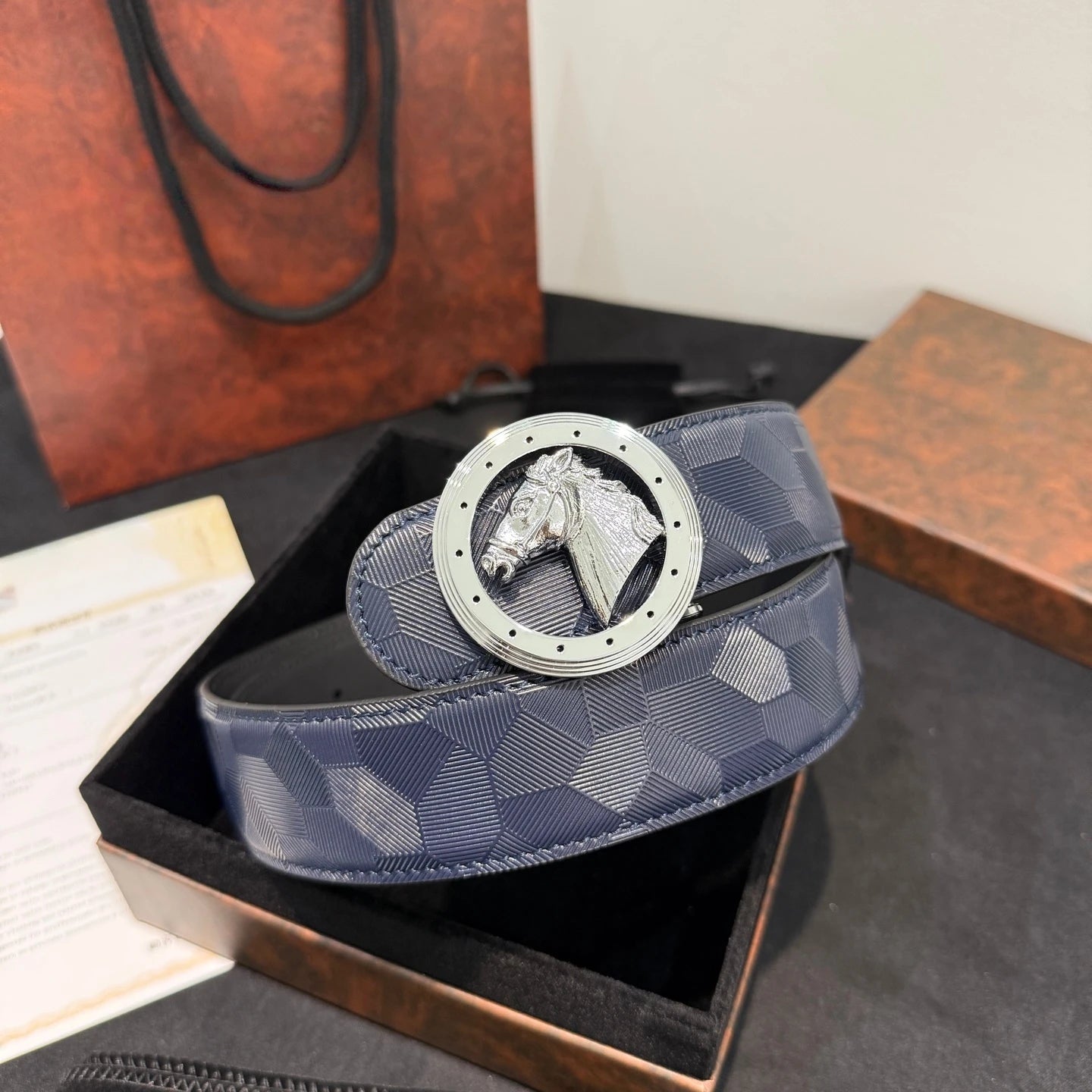 The Equestrian Sovereign: Handmade Embossed Cowhide Belt