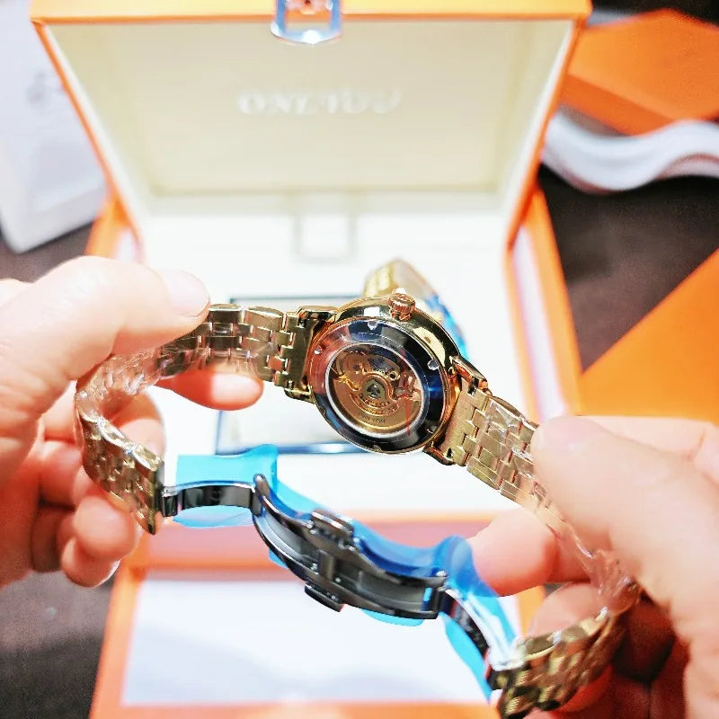 The Ethereal Kinetic: Genuine Diamond-Set Skeleton Automatic Watch