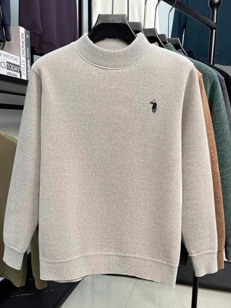 The Equestrian Peak: Half-Neck Embroidery Knit