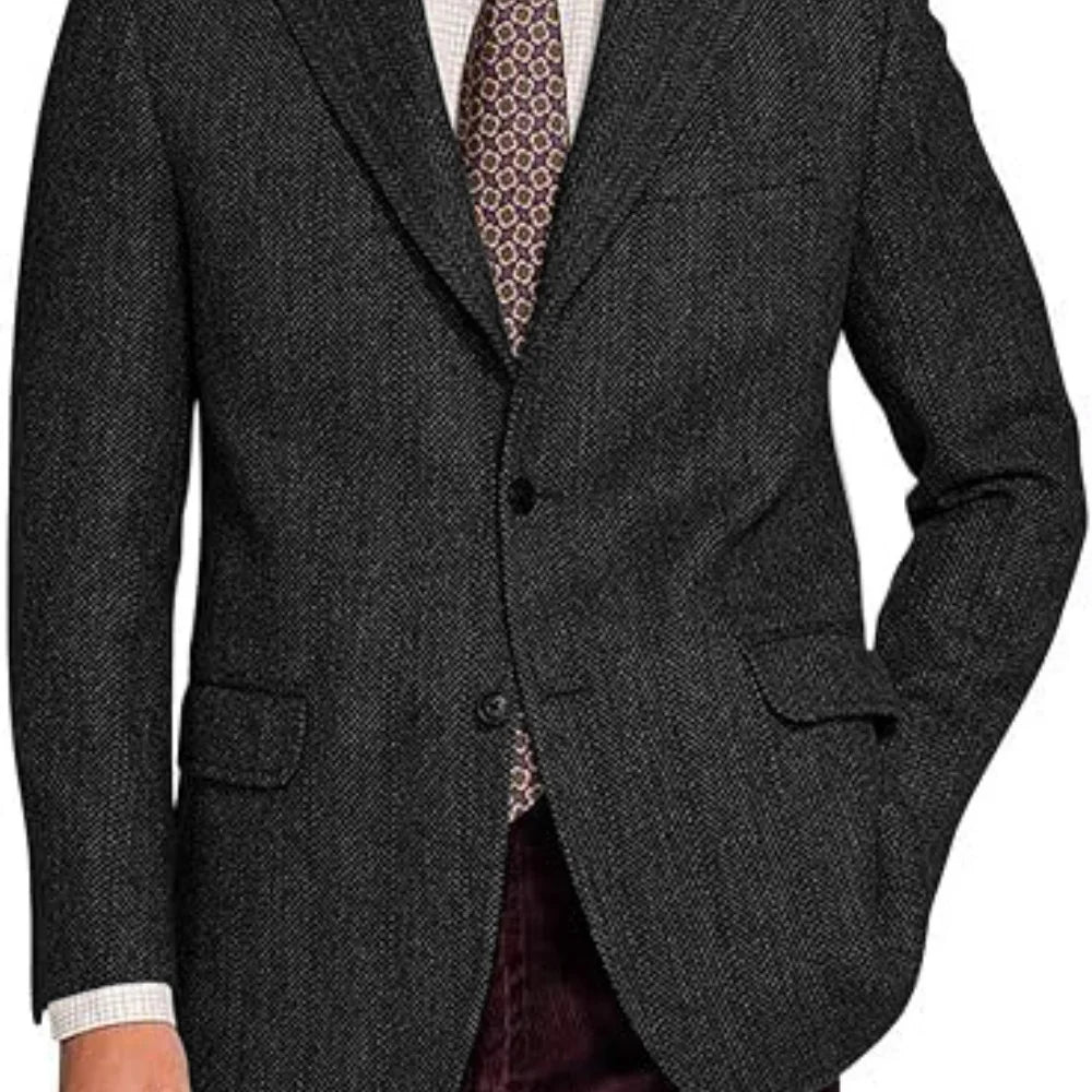 The Sterling Fishbone: Tailored Tweed Blazer Ensemble