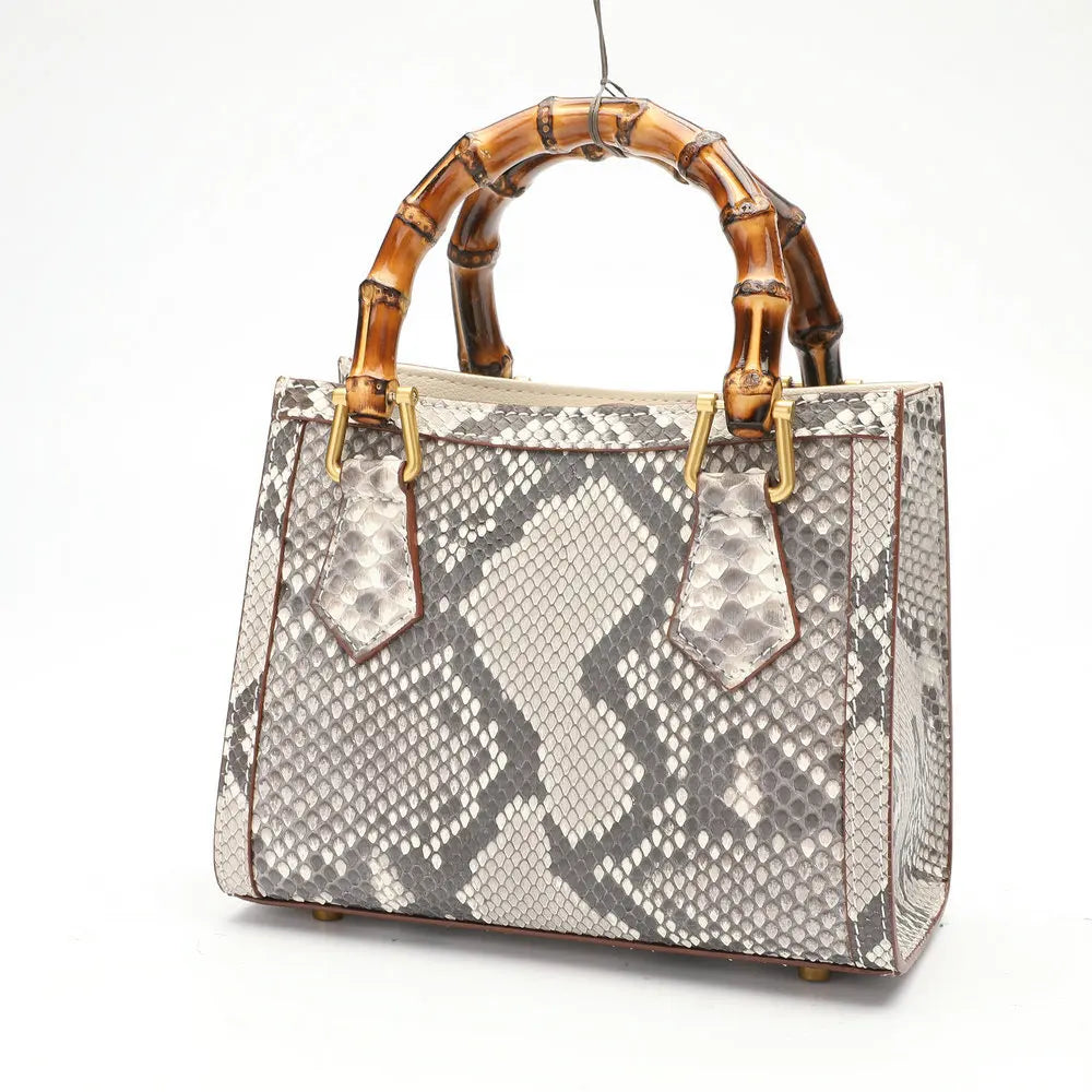 The Python Sovereign: Genuine Serpentine & Bamboo Executive Tote