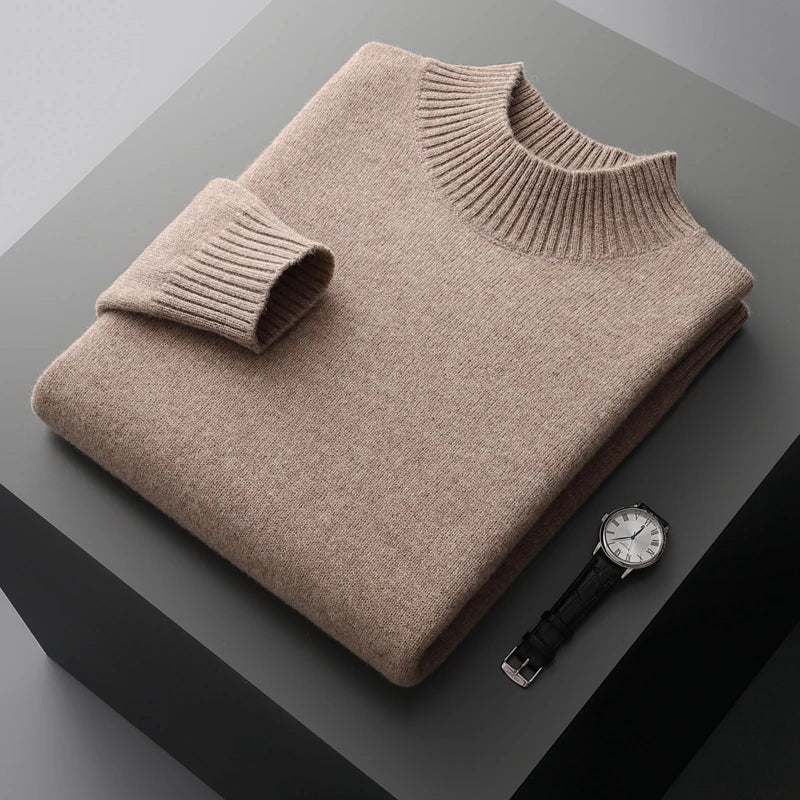 The Arctic Shield: Double-Thick Cashmere Mock Neck