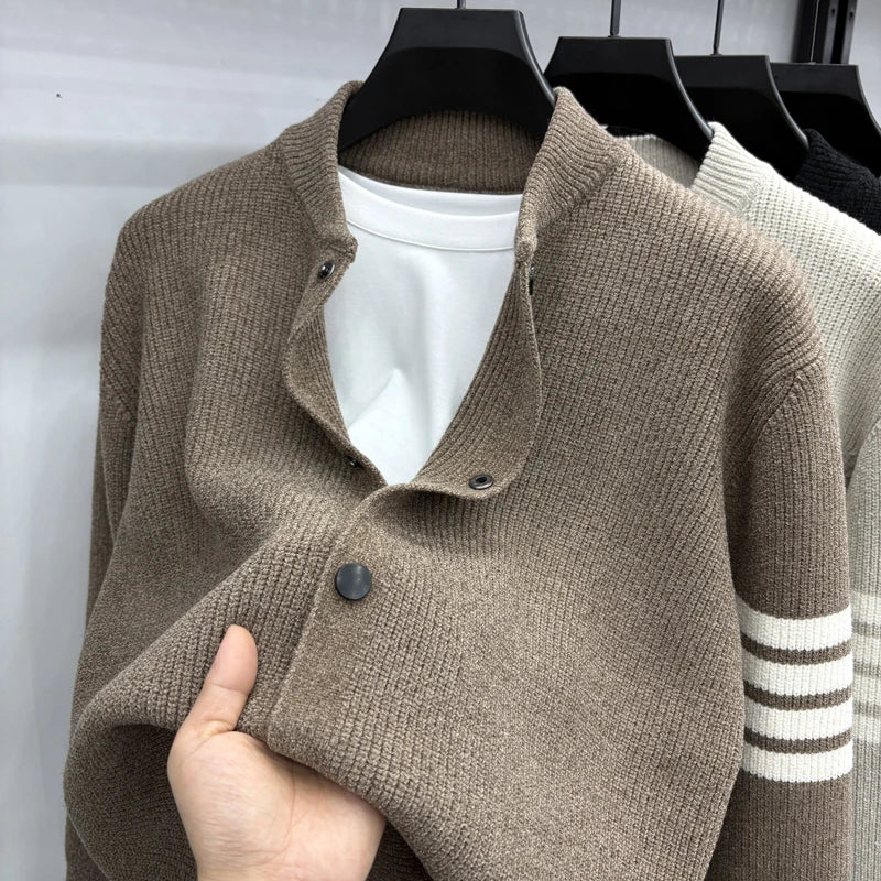 The Varsity Peak: Striped Baseball Cardigan