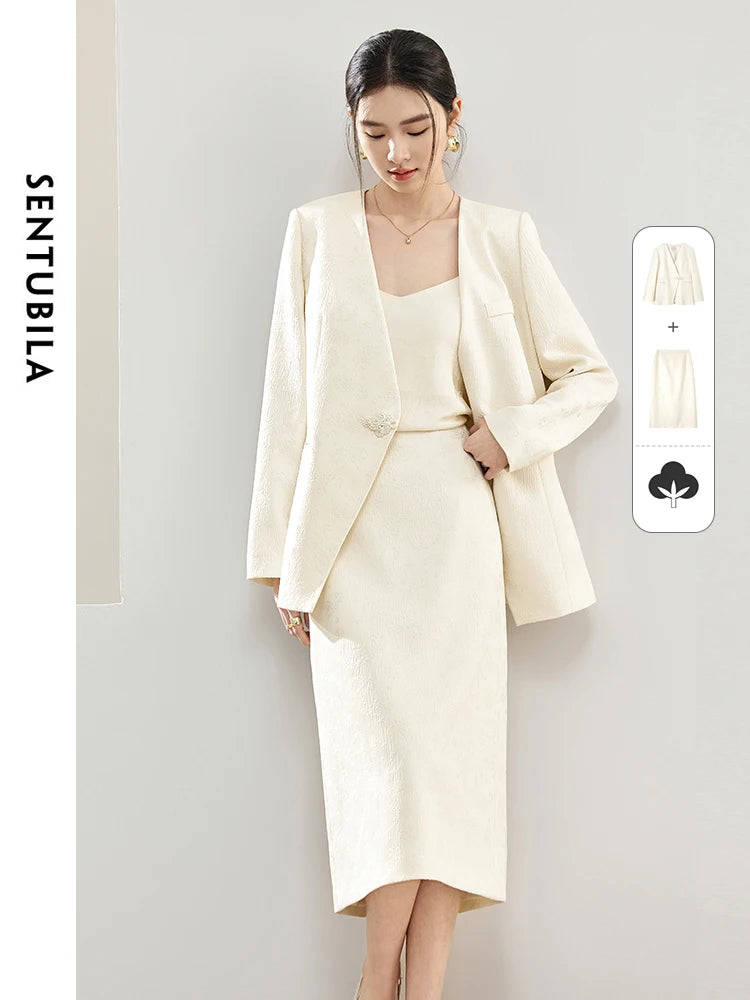 The Empress Jacquard: Sentubila Mandarin-Inspired Skirt Suit