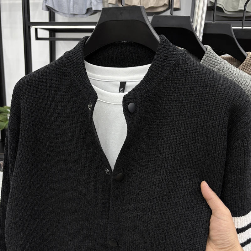 The Varsity Peak: Striped Baseball Cardigan