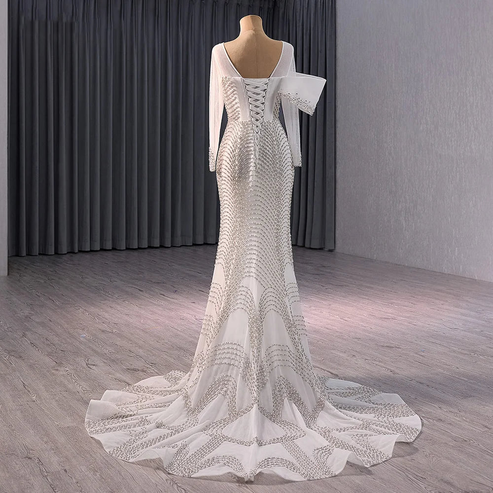 The Ethereal Mermaid: Hand-Beaded Organza Bridal Gown