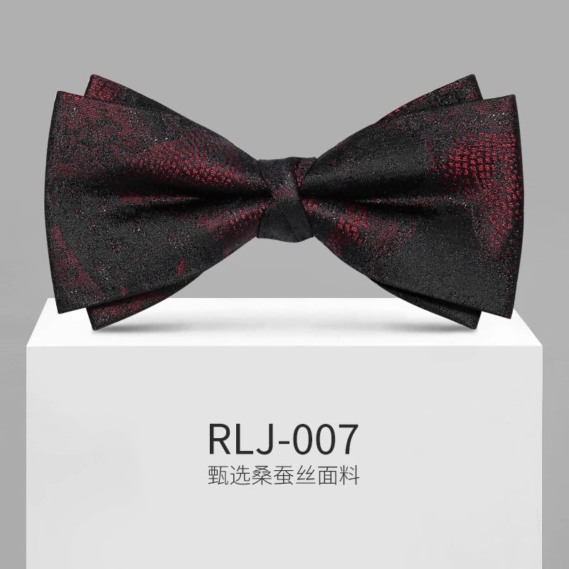 The Crimson Gala: Mulberry Silk Floral Bow Tie