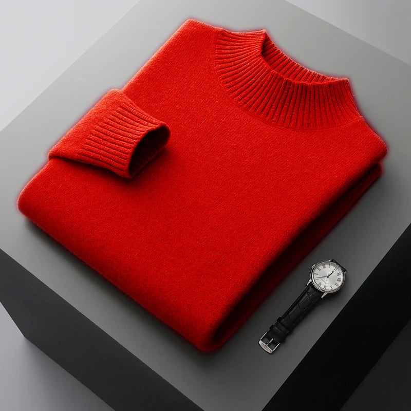 The Arctic Shield: Double-Thick Cashmere Mock Neck