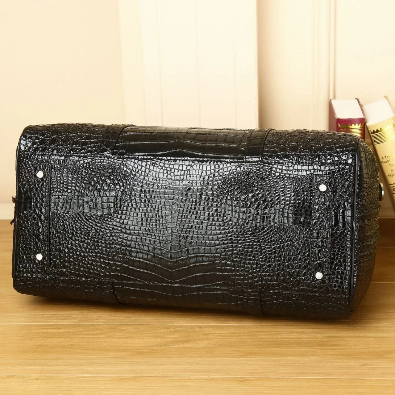 The Apex Voyager: Luxury Alligator-Embossed Leather Duffle