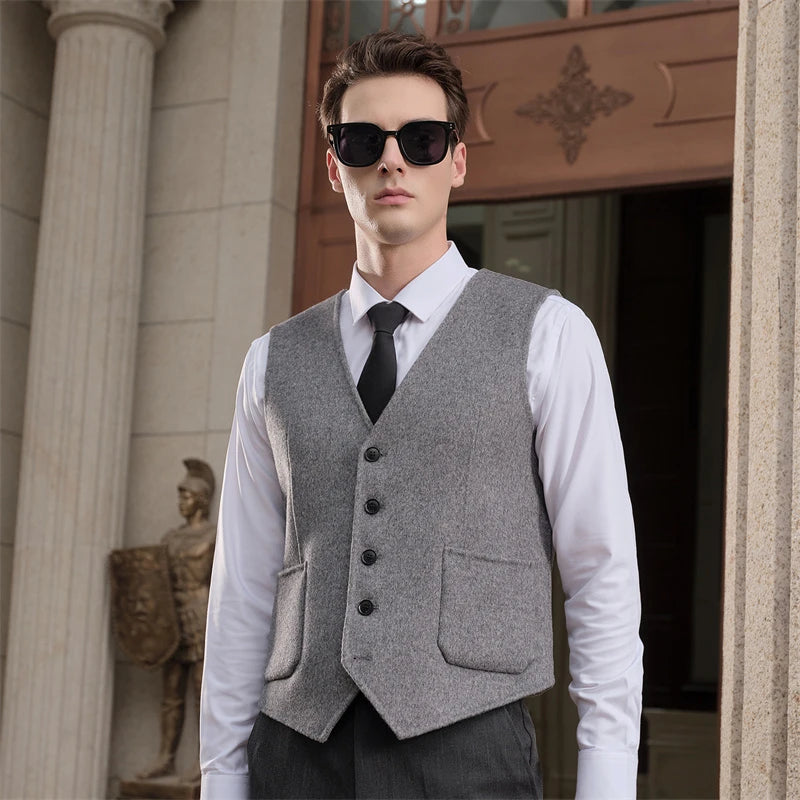The Kensington V-Neck: British Style 100% Pure Wool Vest