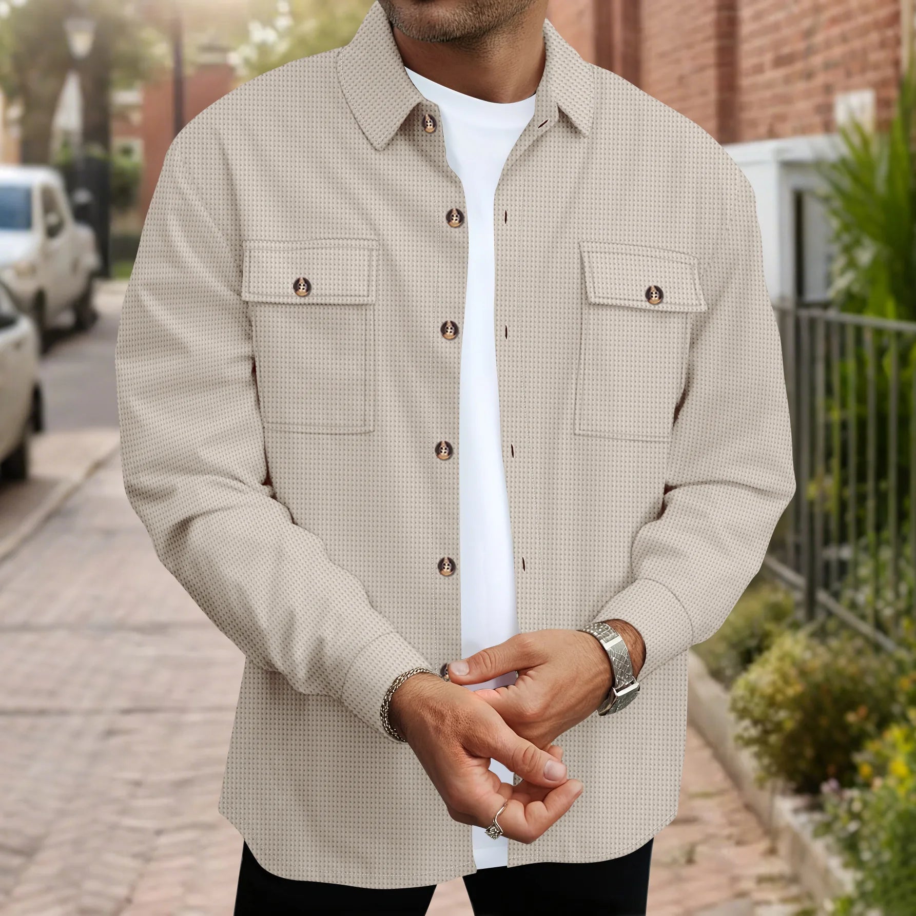 The Urban Waffle: 2026 Dual-Pocket Shirt Jacket