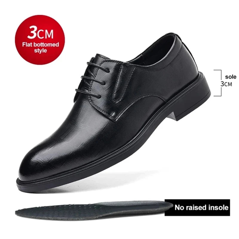The Pinnacle Ascent: Men’s Leather Elevator Oxford Shoes