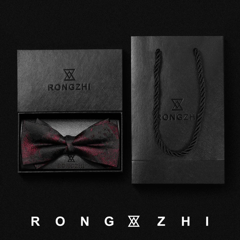 The Crimson Gala: Mulberry Silk Floral Bow Tie