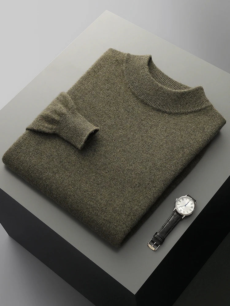 The Nordic Peak: 100% Merino Mock Neck