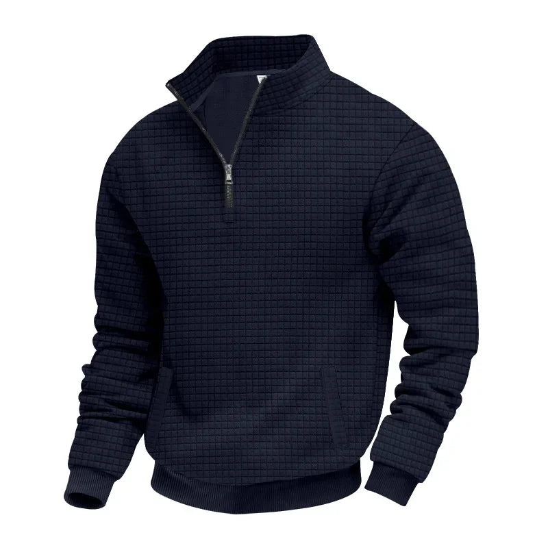 The Grid Executive: Large Size Jacquard Half-Zip