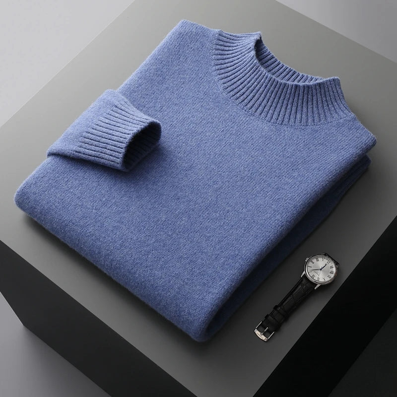 The Arctic Shield: Double-Thick Cashmere Mock Neck